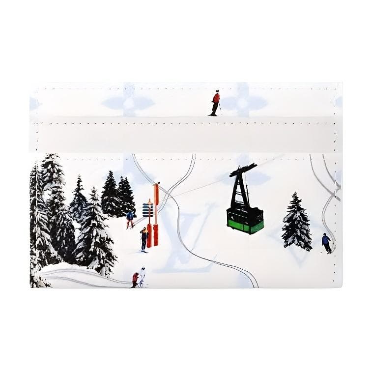 LOUIS VUITTON DOUBLE Klassiek Monogram Vakantie Sport Collectie Ski-Geïnspireerd Leer Kaarthouder Unisex Koppels in Wit wit