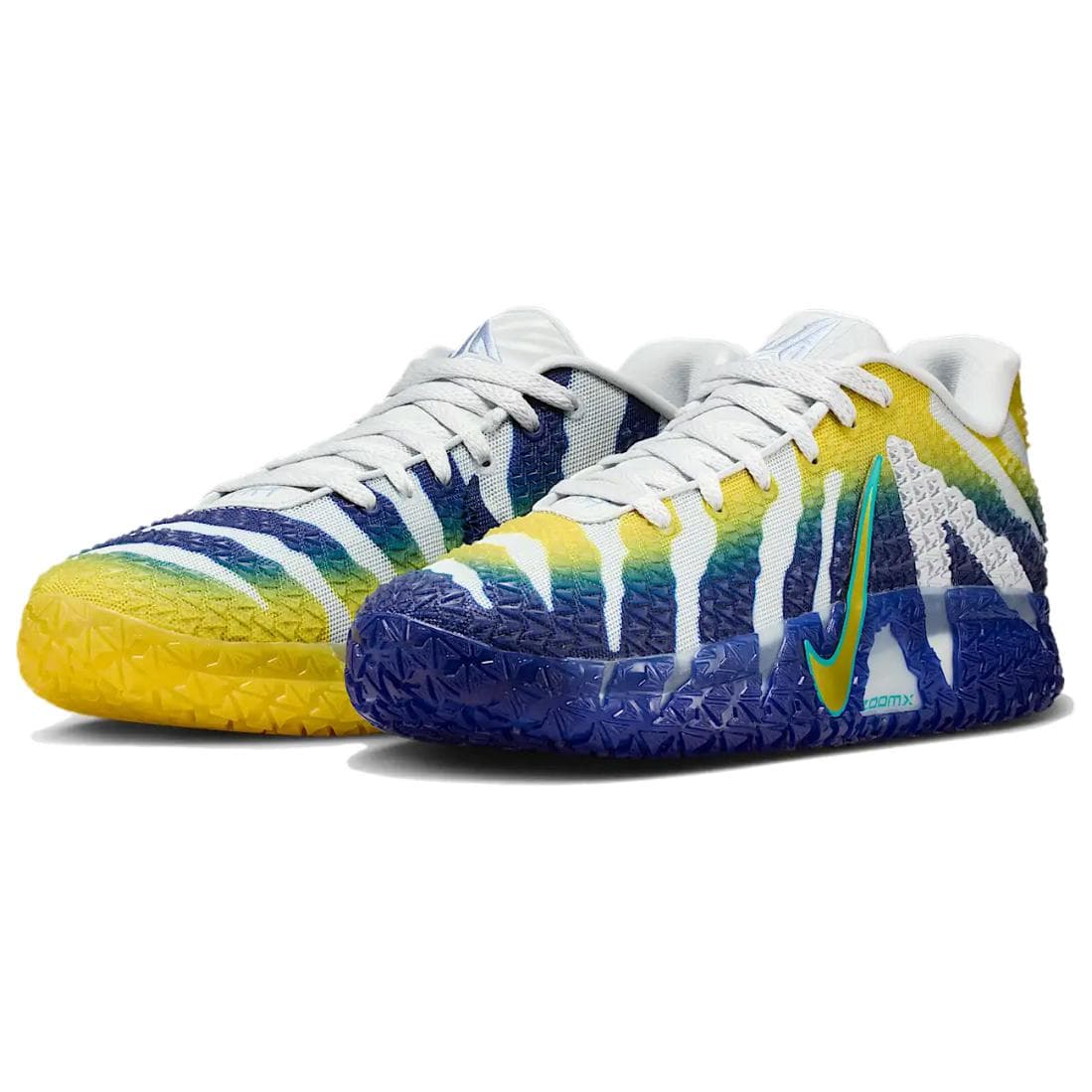 Nike Ja Morant 3 Rebound Grip Lage Basketbalschoenen Heren Wit Blauw Geel HF2794-004 cm