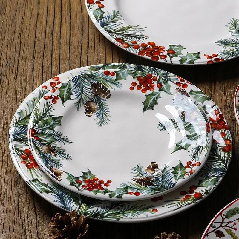 Kerstthema Keramische Dinerborden Servies Set Onderglazuur Kleurproces Koffiekop Soepkom Kerstman Steakbord