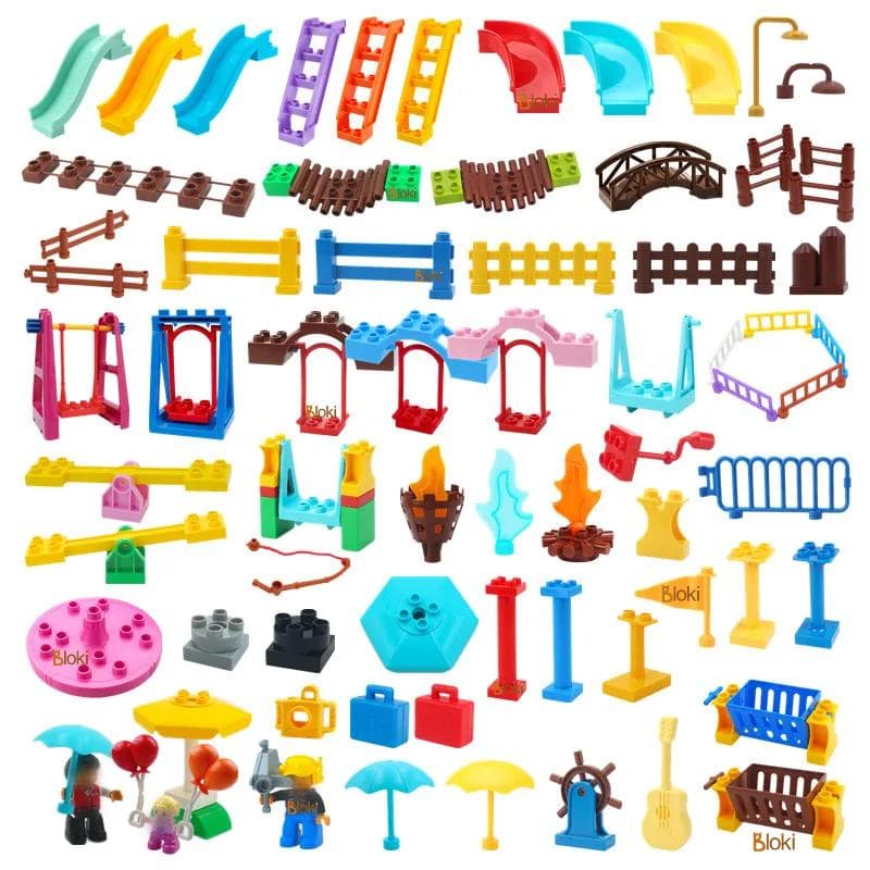 Grote Bouwstenen Compatibel Glijbaan Schommel Wip Park Speeltuin Serie Grote Stenen Kinderen Educatief Creatief Speelgoed Kind Cadeau