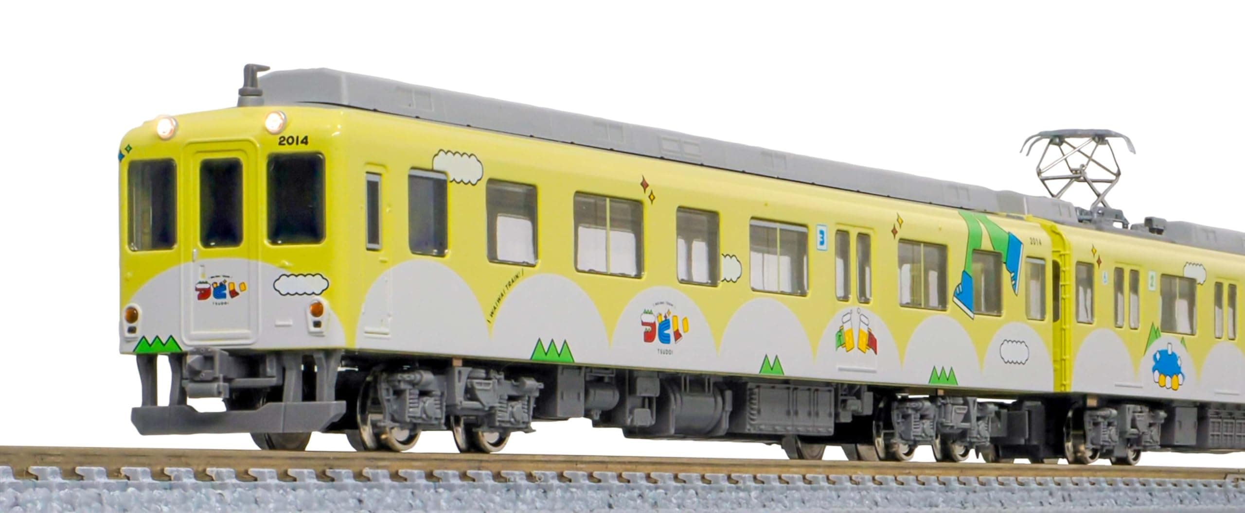Greenmax N-spoor Kintetsu 2013 Serie Sightseeing Treinset met Motor Modeltrein 50798  Tsudoi  Geel-Groen 3-delig -