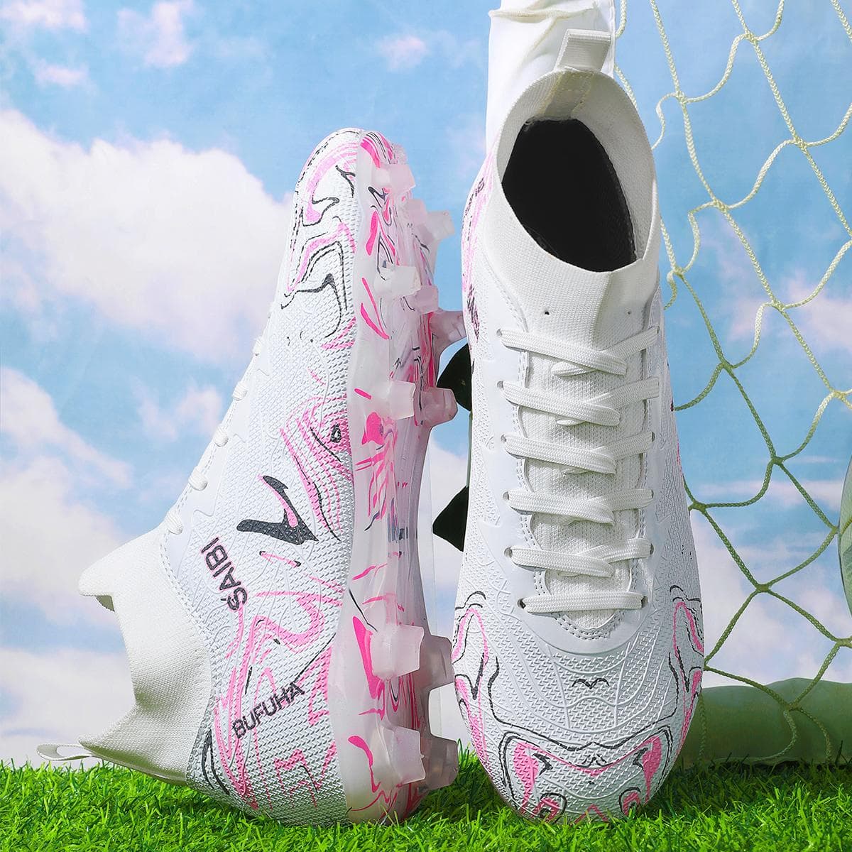 Ademende voetbalschoenen met FG/AG lange noppen voor anti-slip en effectieve enkelbescherming, exclusief voor sportliefhebbers cm