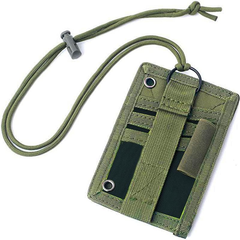Tactische ID-kaarthouder Klittenband Patch Gids Badgehouders Outdoor Reisetui Pen Portemonnee en Nylon Lanyard legergroene kleur