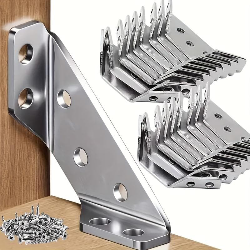 Zware Roestvrijstalen Hoekbeugels met Schroeven - 90° Hoekondersteuning, Krasbestendig, Eenvoudige Installatie voor Meubels & Houten Frames