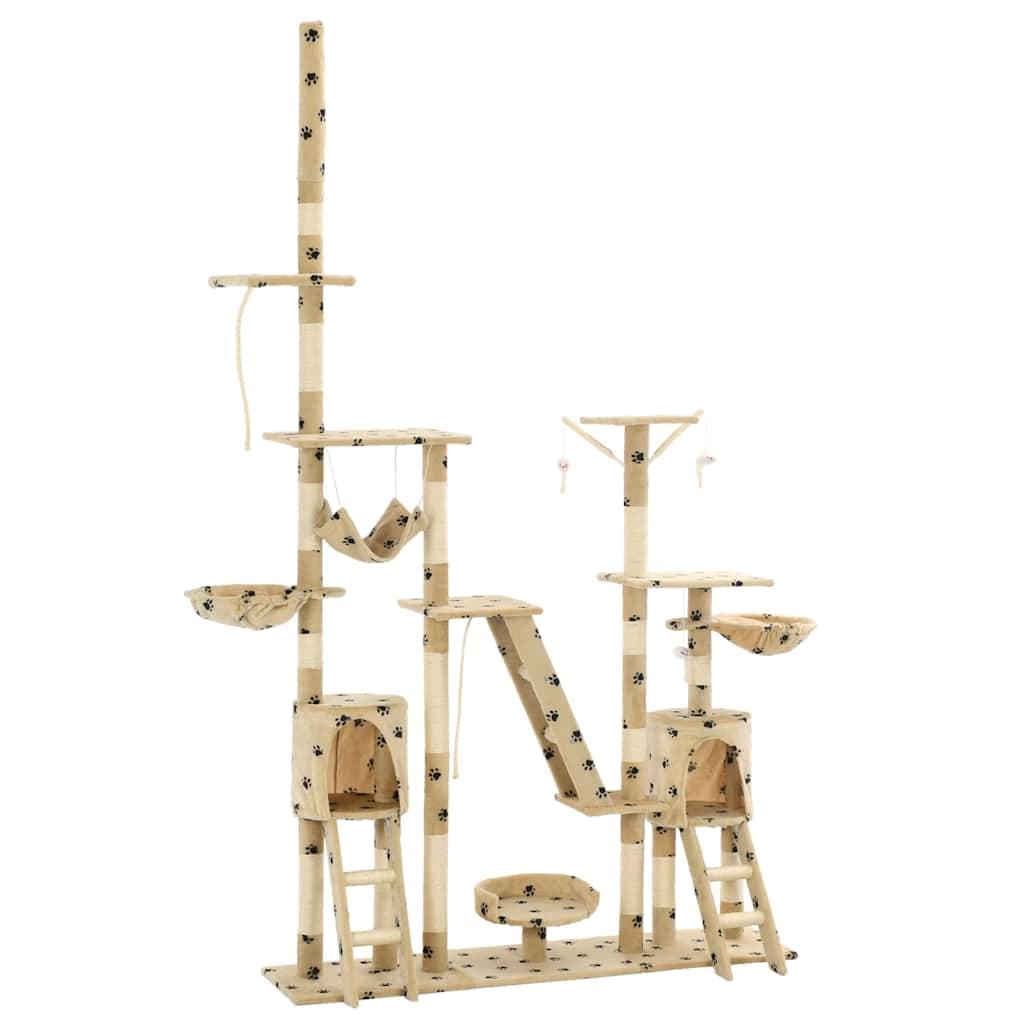 Krabpaal Voor Kat, Sisal Palen, 230-250 Cm, Beige Met Pootjes