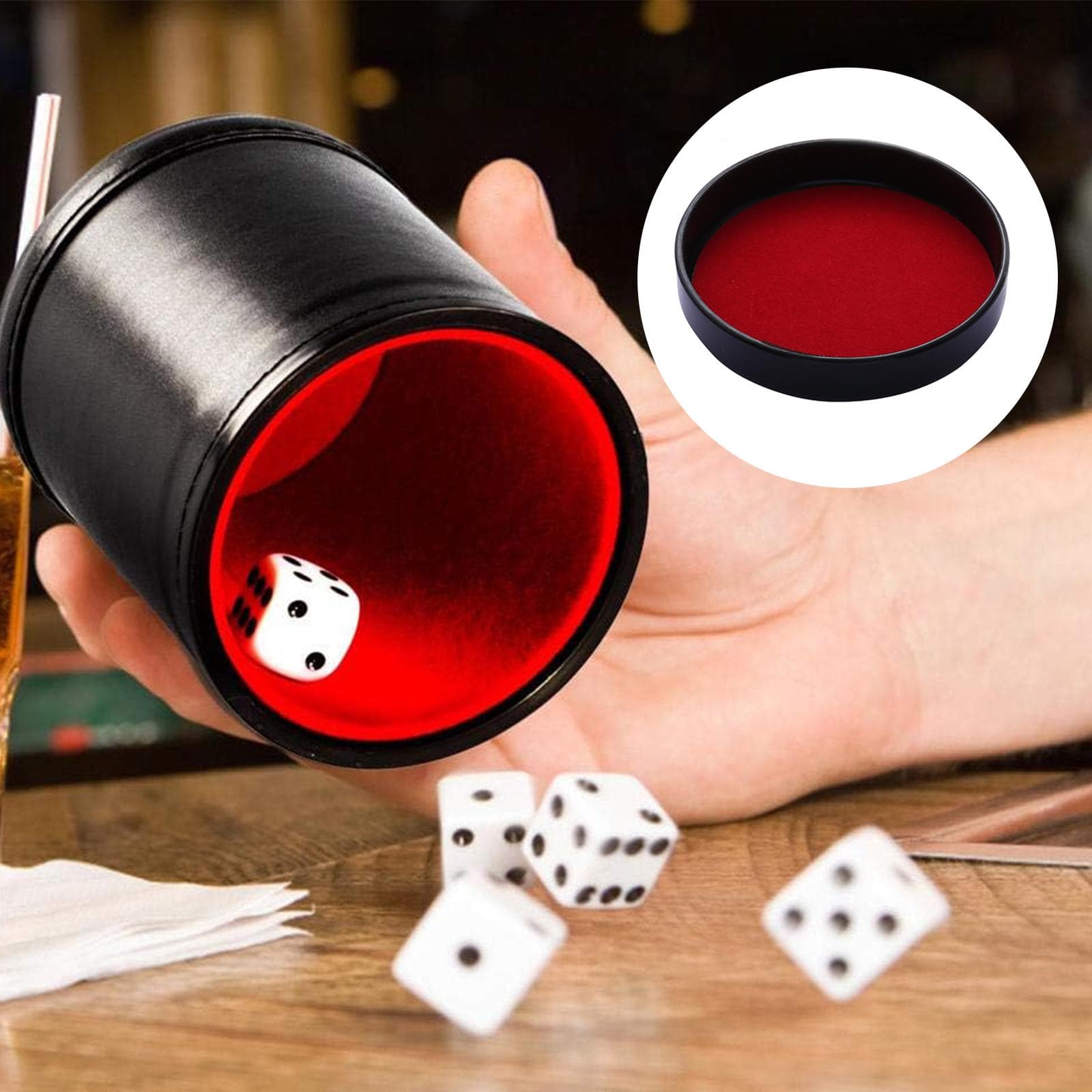 Mode PU Leer Dobbelbeker Handpatroon Dobbelbeker Stille Dobbelbeker Bars Pub Dobbelspel Feestartikelen Gemakkelijk te Gebruiken