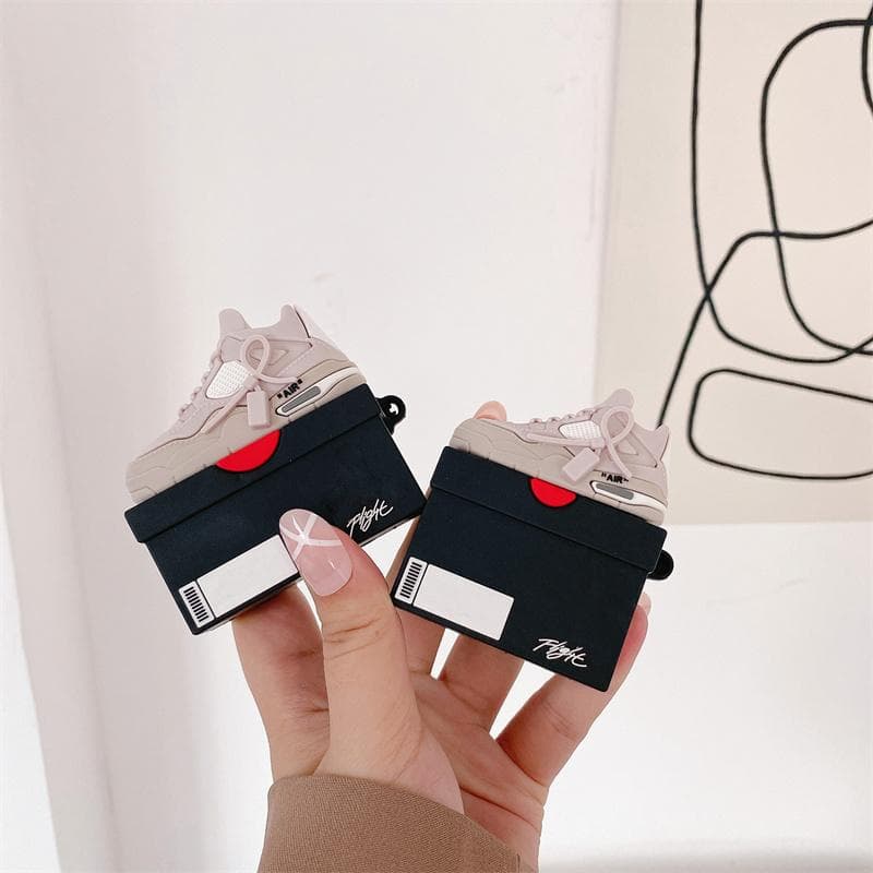 Mode Sneakers Schoenendoos Siliconen Soft Cover voor Apple Airpods 1 2 3 Hoofdtelefoonhoes voor Air Pods Pro zwart