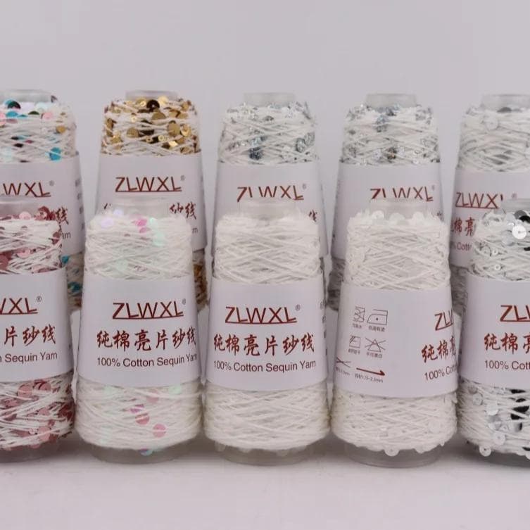 100% Katoenen Garen 50g/150M 6mm+3mm Speciaal Pailletten Garen DIY Kleding Accessoires Rag Doll Breigaren