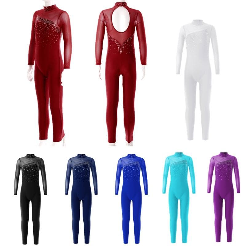 Eéndelige kleding met lange mouwen en ronde kraag Maillots Jumpsuit Kinderen Meisjes Schaatsen Sportkleding cm zwart