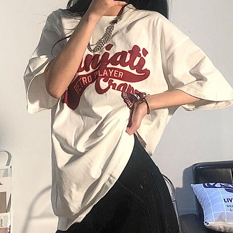 Vintage Witte T-shirt Vrouwen Y2k Zomer Korte Mouw Harajuku Tees Streetwear Goedkope Koreaanse Mode Top Oversized Losse cm wit