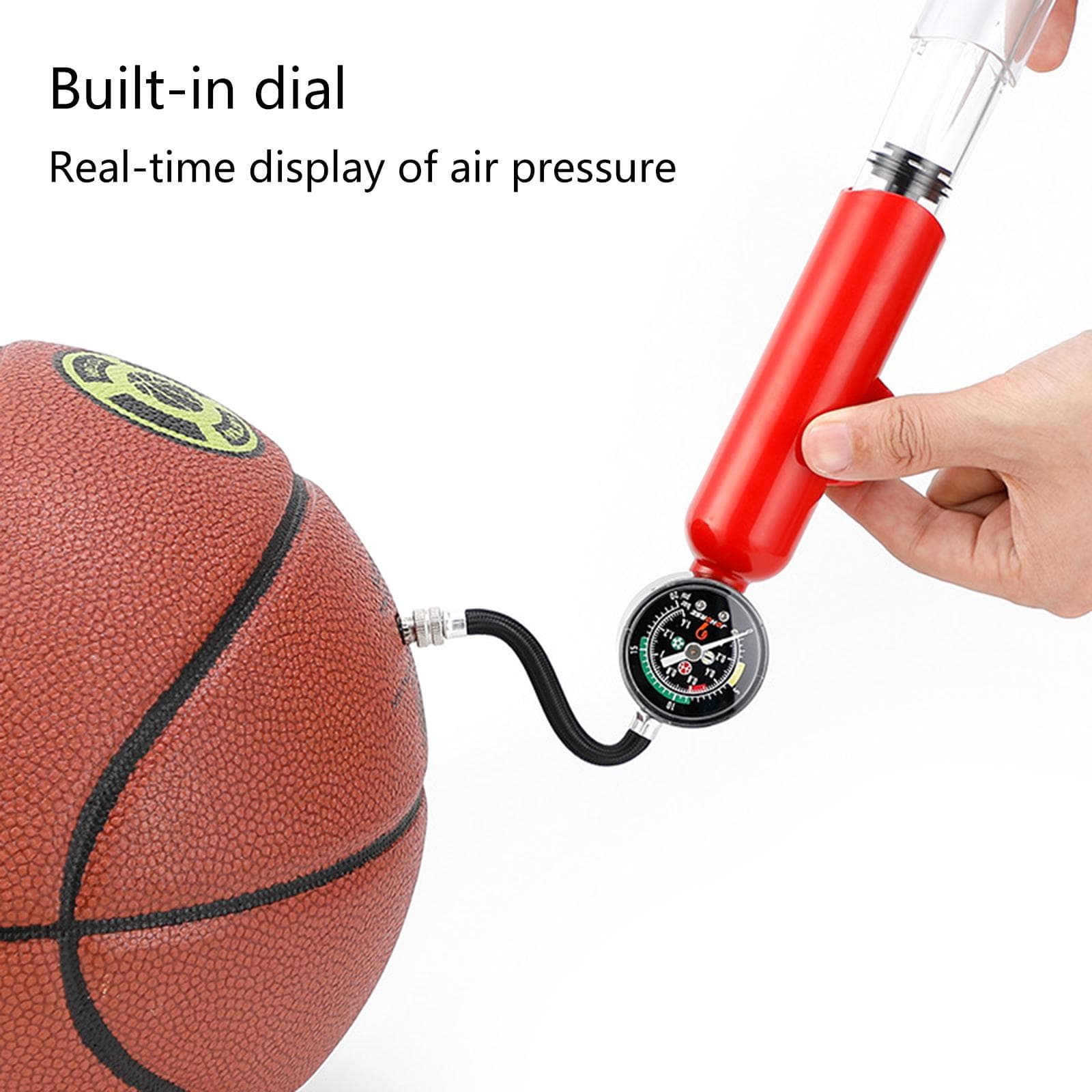 Basketbal Pomp Handpomp met Manometer 20PSI Draagbare Luchtpomp Bal Opblaaspomp Gereedschap Eenvoudig te Gebruiken