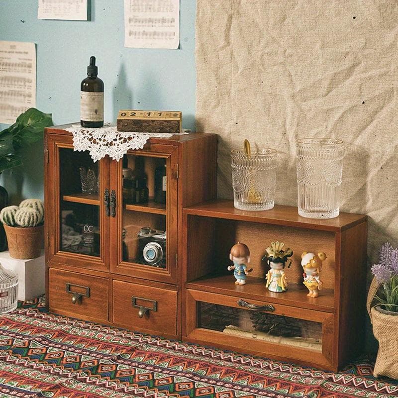 36*31*12cm/31*24*12cm1stks Scandinavische stijl massief hout retro houten vitrinekast, opbergkast lade voor diverse spullen & cosmetica & kopjes