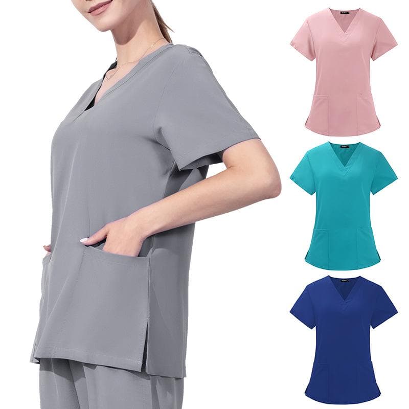 Dames Scrubtops met Korte Mouwen: Elastisch grensoverschrijdend ontwerp voor verpleegkundigen, artsen, schoonheidsspecialisten en ziekenhuispersoneel