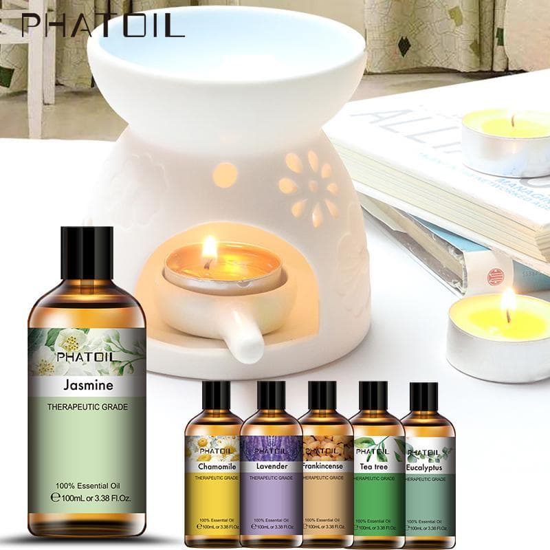 PHATOIL 100ML Pure Vanille Lavendel Sandelhout Essentiële Oliën voor Aromatherapie Diffuser Massage Yoga Ontspanning Haar- en Huidverzorging DIY