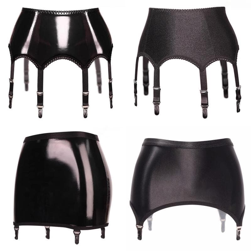 Luxe Olie Glanzend PU Leer Jarretelgordel Vrouwen Sexy Glanzende Satijn Minirok Metalen Clips Jarretel Jarretelgordel Voor Kousen cm