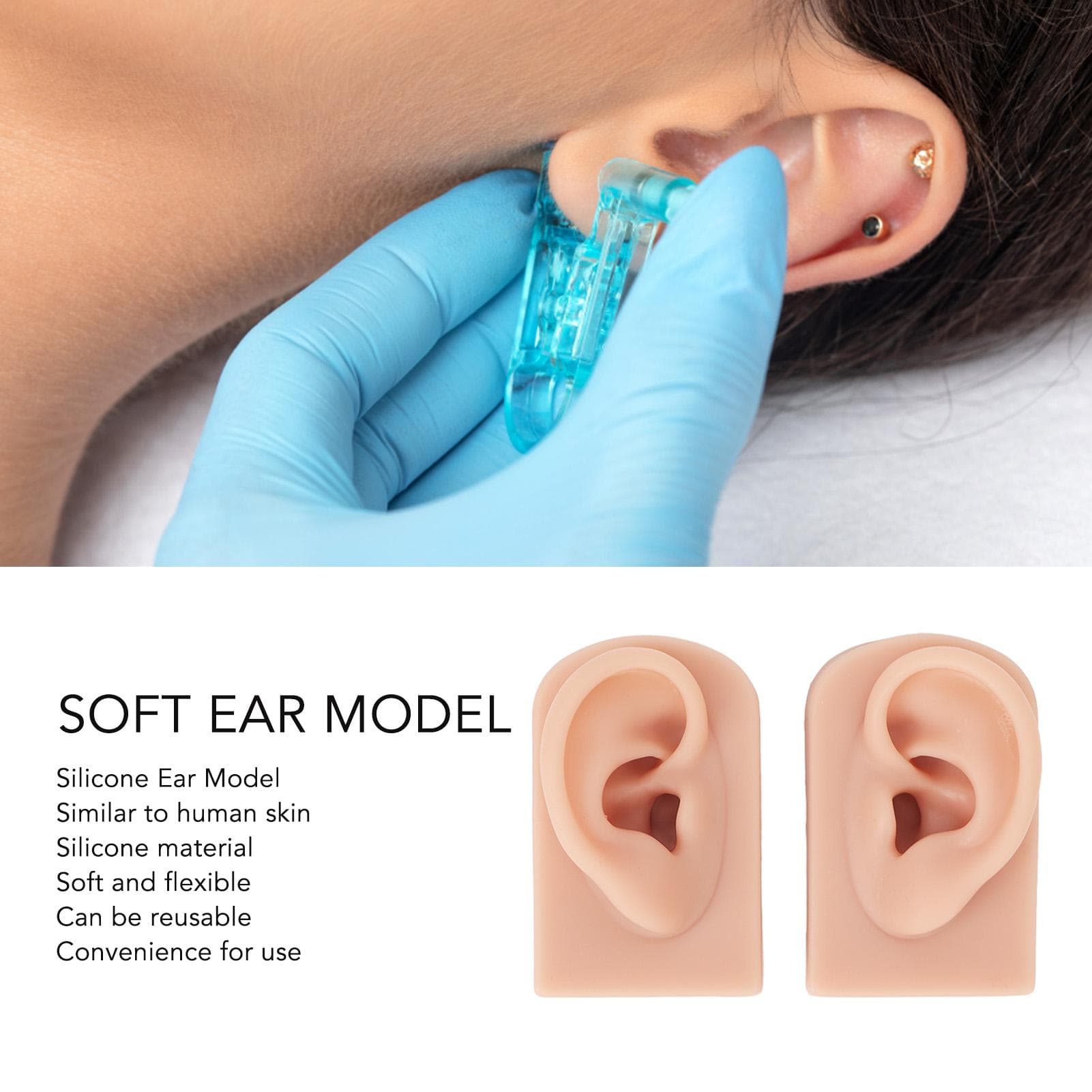 1 Paar Siliconen Oor Model Flexibel Zacht Herbruikbaar Gesimuleerd Menselijke Huid Siliconen Piercing Model Flexibel Oor Model Zacht Oor Model