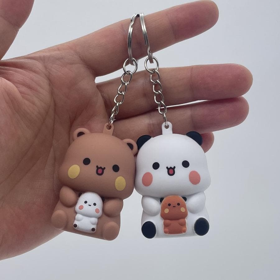 Bubu en Dudu Sleutelhangers Yier Panda Zeg Ik Hou Van Jou Stem Speelgoed Gloeiende Anime Figuren Telefoon Ornament Tas Decoratie Koppel Cadeau bordeau