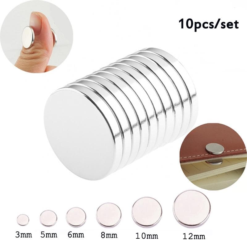 10 stuks Mini Ultra Dunne Neodymium Magneet Sterke Ronde Koelkast Elektromagneet N35 NdFeB