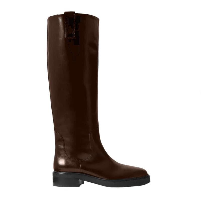 Krazing Pot Koehuid Leren Herfst Winter Schoenen Med Hakken Grote Maat 46 Ruitersport Laarzen Vrouwen Houd Warm Dij Hoge Laarzen cm bruin