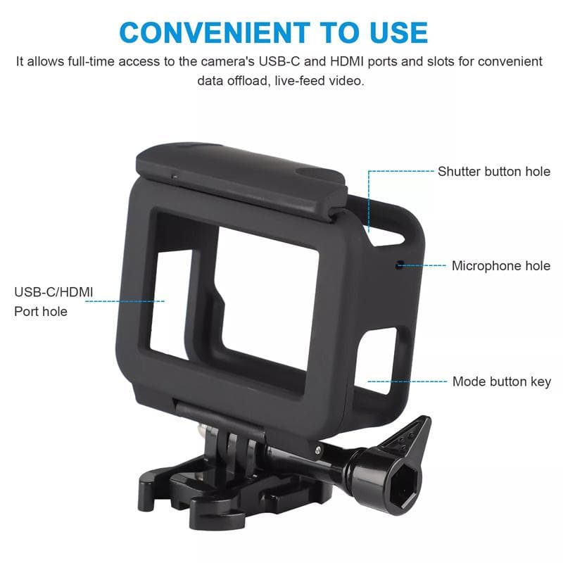 Beschermend frame voor GoPro Hero 7 6 5 Zwarte actiecamera Randafdekking Camcorderbehuizing Bevestiging Camera-accessoire zwart