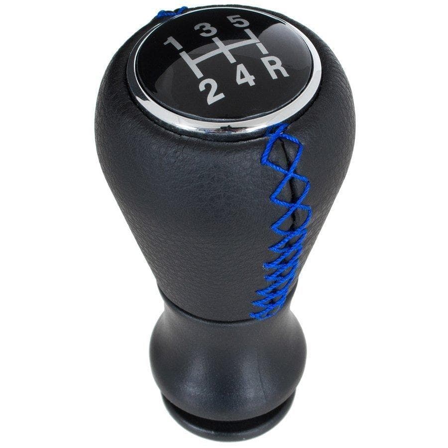 Citroen C2 schakelpookknop ZWART LEER + BLAUW STIKSEL 5 VERSNELLINGEN