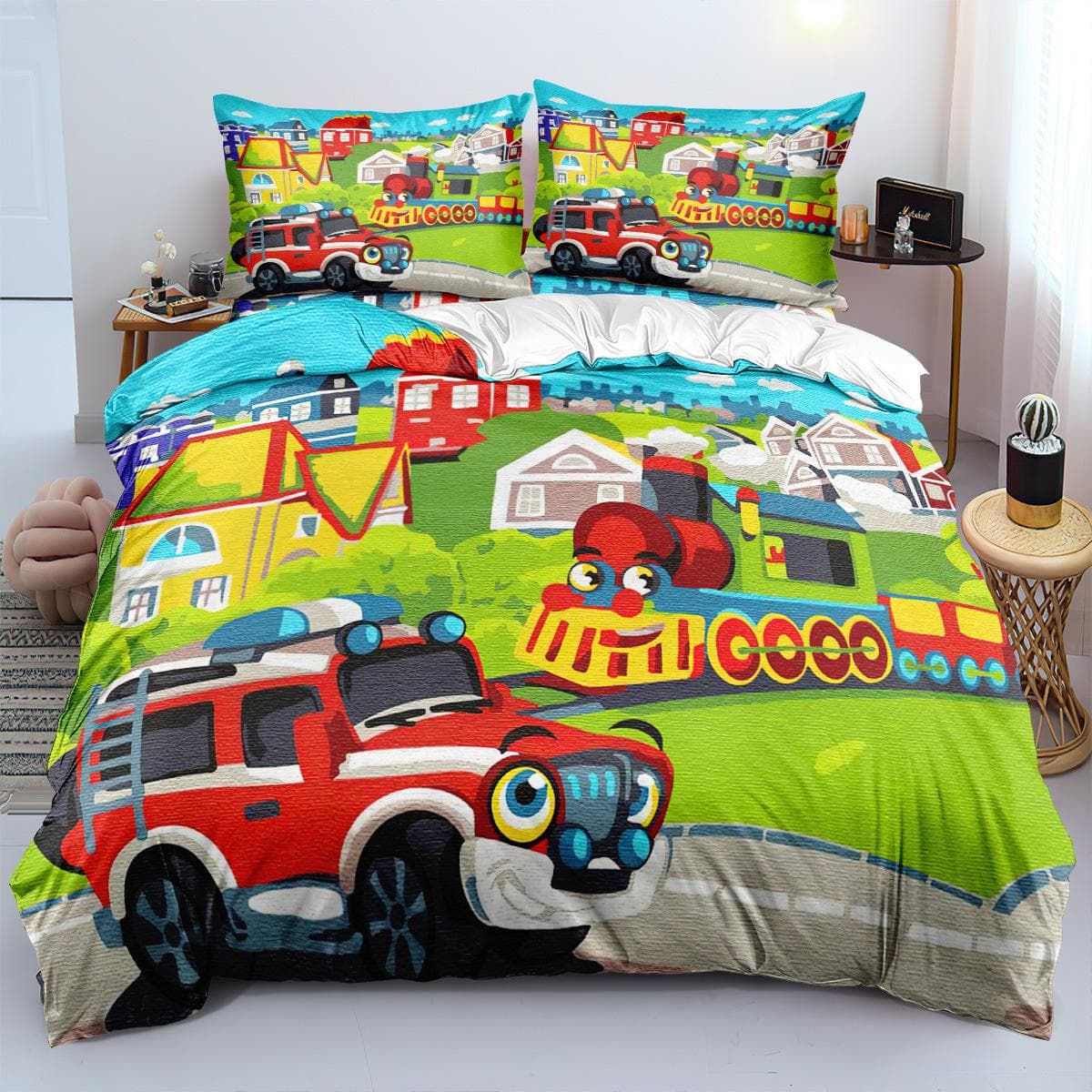 Kinderen's Cartoon Trein Serie Digitale Print Drie Delig Pak 3D Slijpen Drie Delig Pak cm