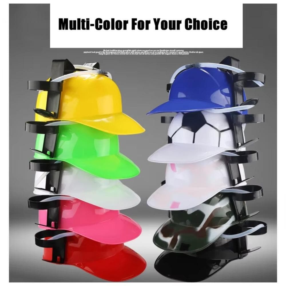 With straw Outdoor Beer Hat Plastics Drinking Helmet Trendy Beer Beverage Hat geel