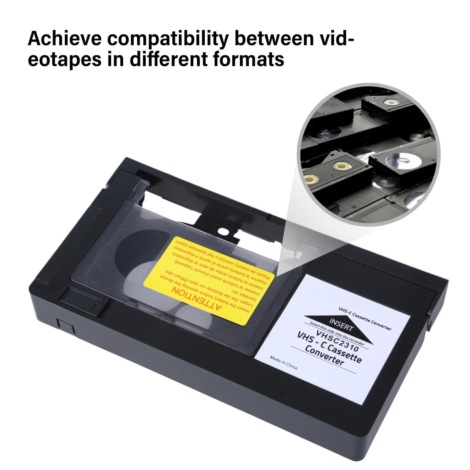 VHS C naar VHS-cassette-adapter, gemotoriseerde videobandconversie voor camcorders, eenvoudige bediening van thuisvideo's met 1 knop