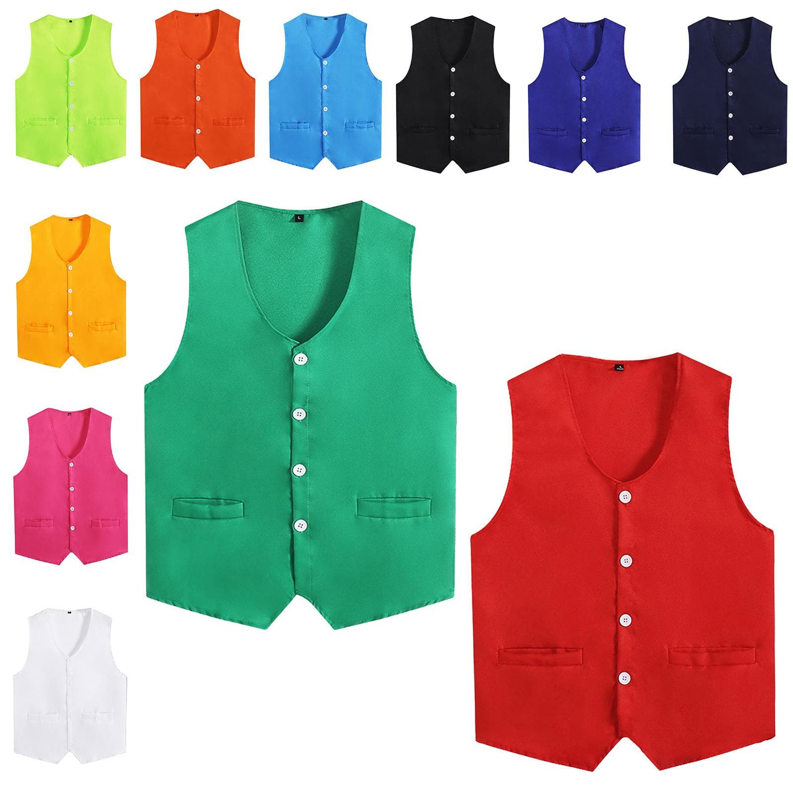 Kinderen Jongens Meisjes Mouwloos Vrijwilligershes Effen Kleur Knopen Taillecoat Uniform cm zwart