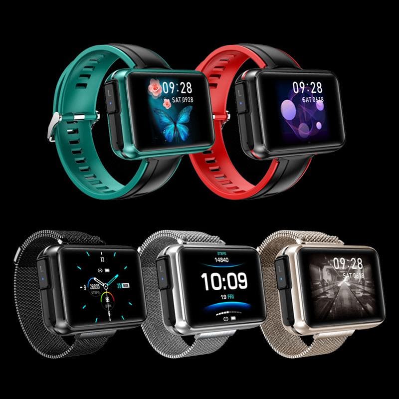 Smartwatch Bluetooth Headset Twee-in-één TWS Binauraal Bellen Oefening Hartslagmeter Stappen 1,4 inch rood