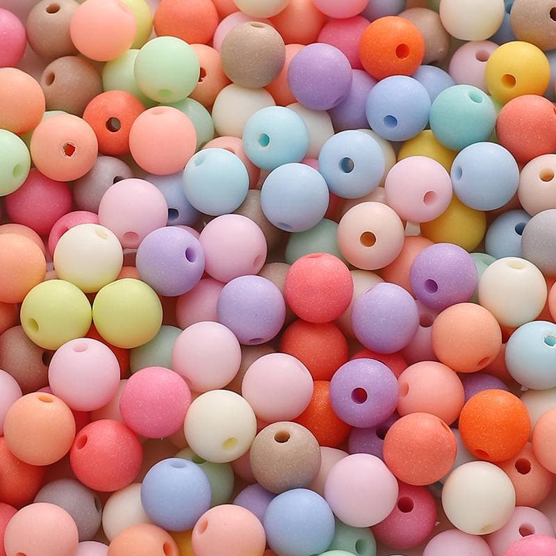 23-500 stuks Acryl Kralen Effen Kleurige Gematteerde Ronde Kralen Voor DIY Armband Ketting Sieraden Maken Accessoires perzik