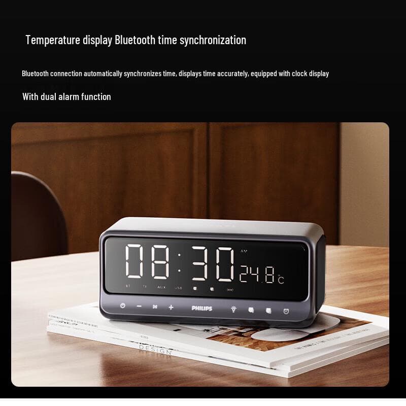 Philips TAS3609 Bluetooth Speaker Wekker met Spiegel Display CN-stekker (adapter meegeleverd)