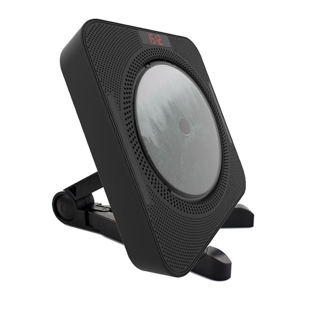 YHS-08C Draagbare CD-speler Wandmontage CD-muziekspeler Bluetooth-afstandsbediening FM-radio HiFi-luidspreker met USB 3,5 mm LED-scherm zwart