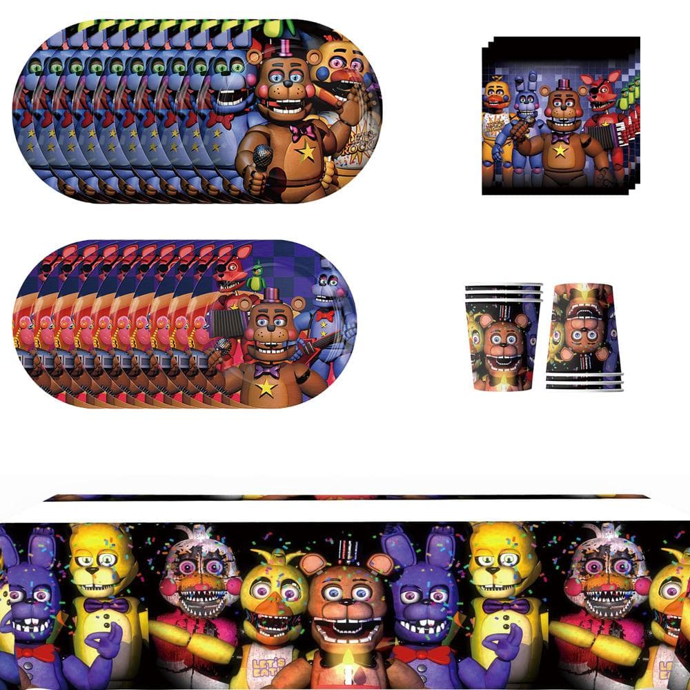 51 STUKS Five Nights at Freddy's Servies Inclusief Tafelkleed Borden Servetten Bekers