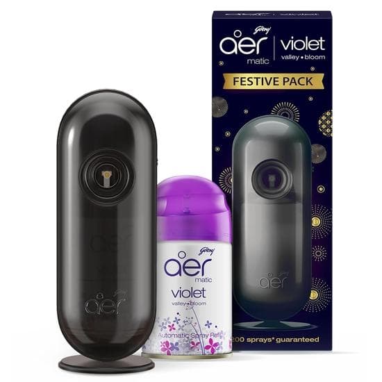Godrej aer Matic Kit (Machine + 1 Navulling) - Automatische Luchtverfrissers met Flexi Control Spray| 2200 Sprays Gegarandeerd | Gaat tot 60 dagen mee