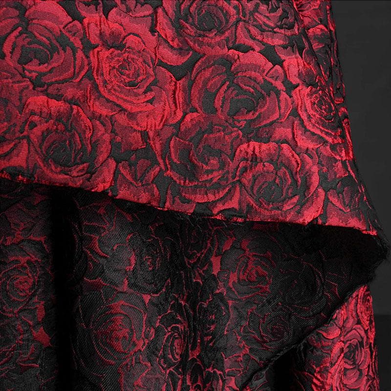 Vintage Embossed Donkerrood 3D Roos Jacquard Stof Bloem Garengeverfde Stof Voor DIY Naaien Jurk Pak Tas Kleding Bekleding