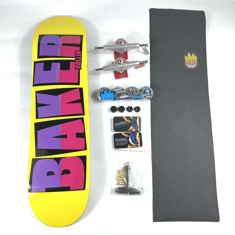 Baker Skateboard Complete Set 100% Canadees Esdoorn Double Rocker 7.75/8.0/8.125/8.25/8.3/8.5 Inch Maat Pro Skate Hoge Kwaliteit geel