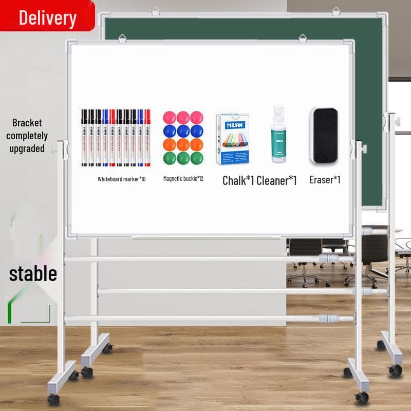 Dubbelzijdig Verrijdbaar Schoolbord & Whiteboard Ezel, Klein Staand Bord voor Kantoor & Thuisles
