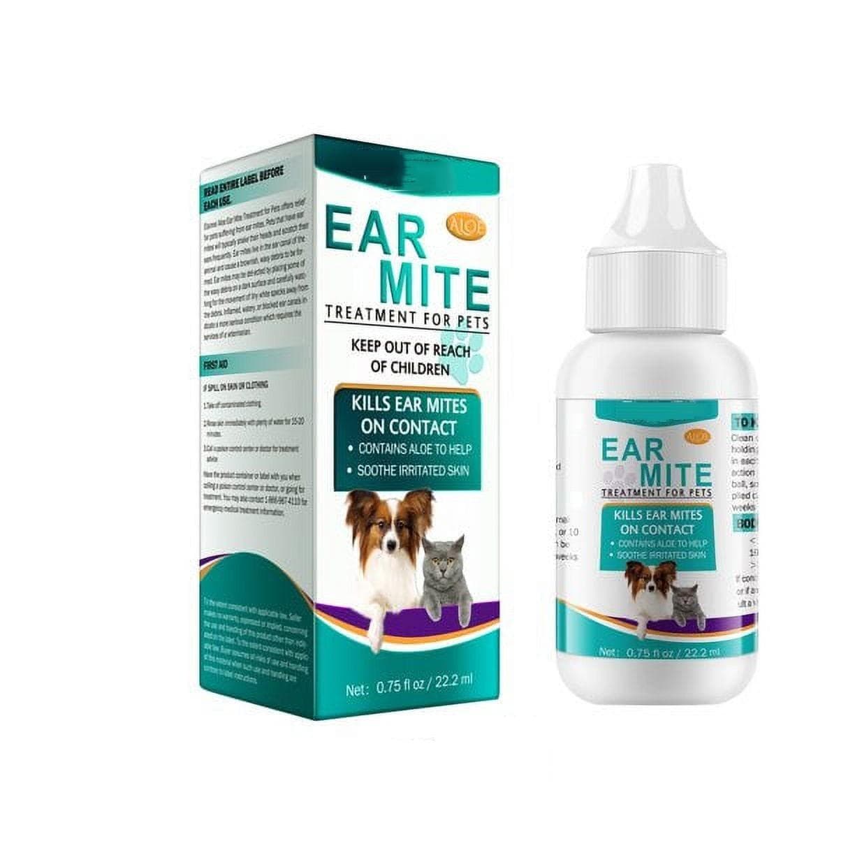 Oorreiniger voor honden, olie voor het reinigen van oormijten voor honden, verzacht de gehoorgang, remt en stopt jeuk voor katten en honden 22 ml wit