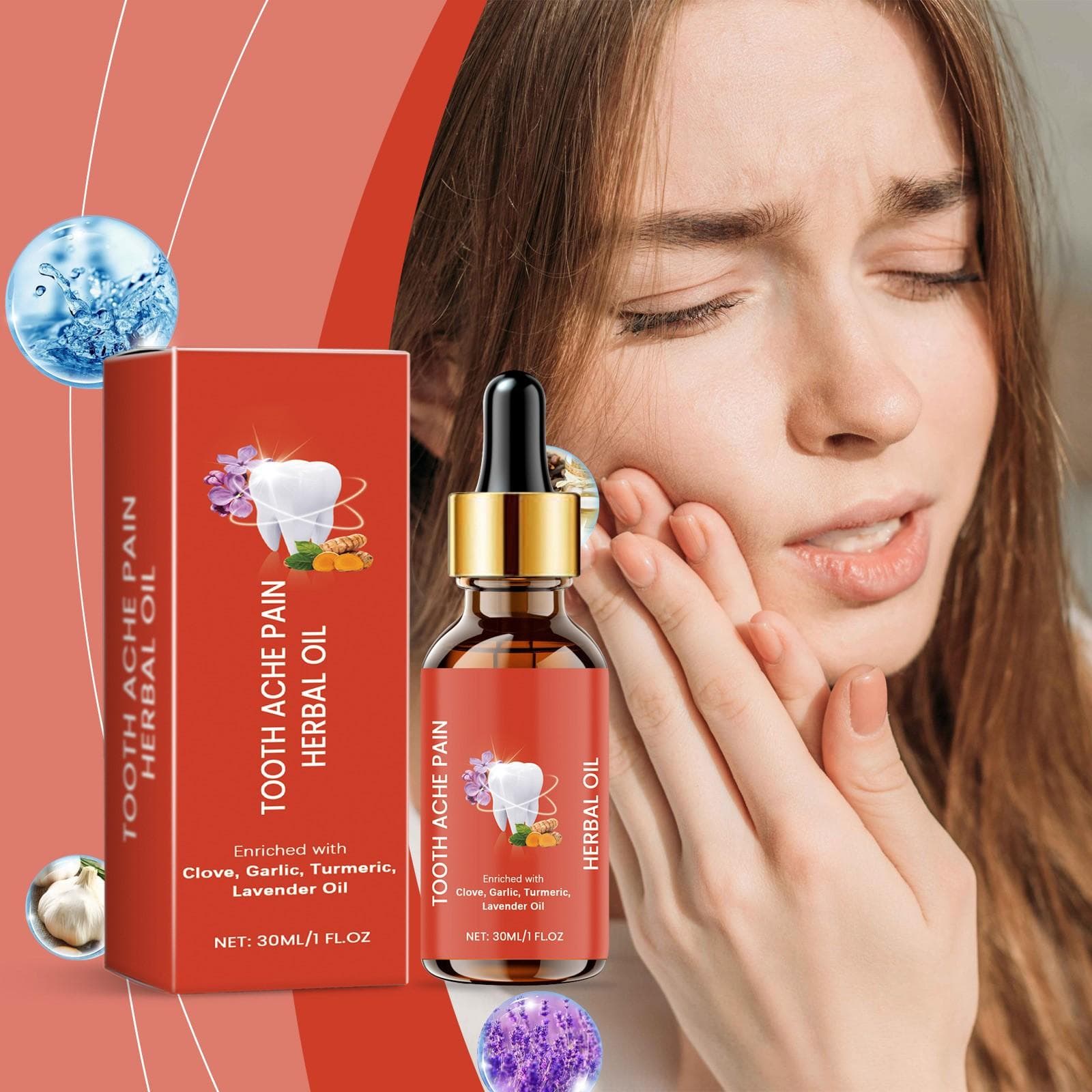 Tandpijn Pijn Kruidenolie Tandpijnverlichting Serum Kruiden Pijnverlichting Zwelling Koel Verzachtend Mondverzorging Serum Olie 30ml wit