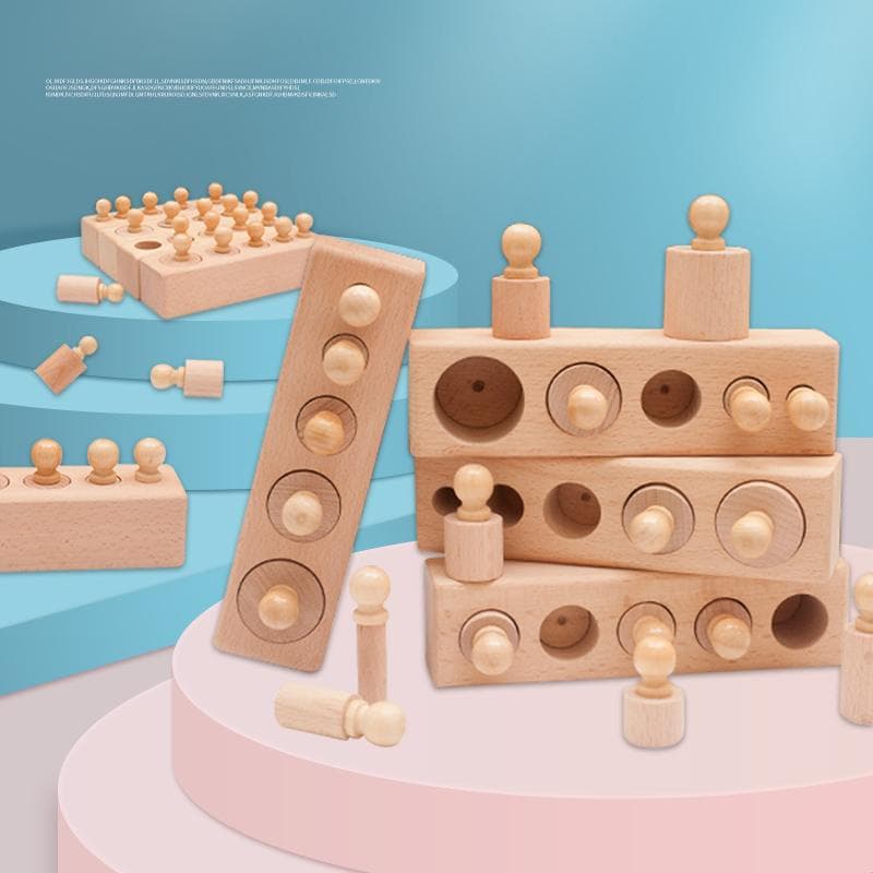 Montessori Knopcilinder Socket Ontwikkeling Sensorisch Speelgoed Hand-oog Coördinatie voor Kinderen van 3 Jaar en Ouder Cadeaus voor Kinderen