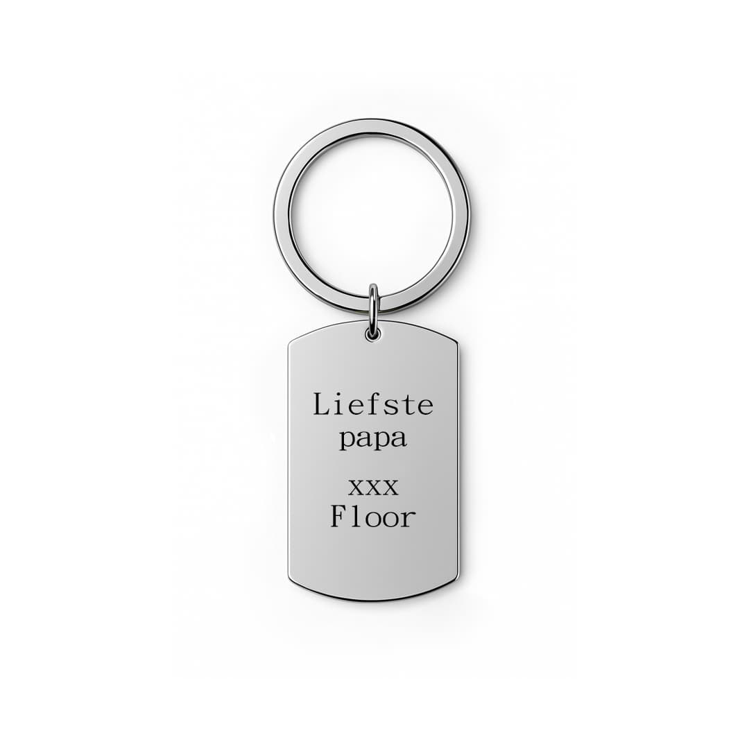Gepersonaliseerde sleutelhanger met eigen tekst – Stainless steel - Zilver