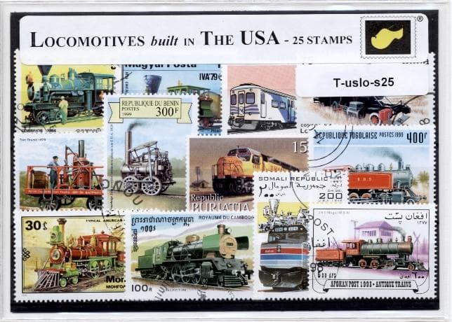 25 stamps - locomotives built in the U.S.A