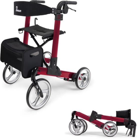 Parvum Luxo Medium Rollator - Luxe dubbel opvouwbare rollator (6,9kg)-Red
