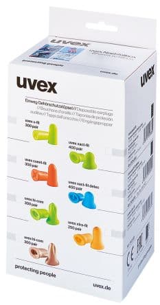 uvex com4-fit Series Orange Disposable Ear Plugs, 33 dB Rated 300