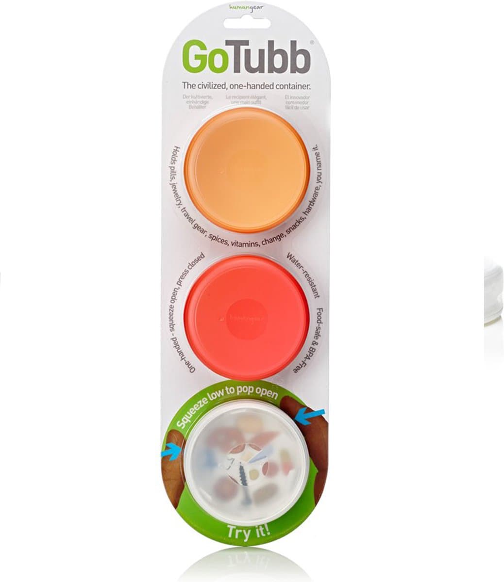 Human Gear gotubb 3-pack medium opbergdoosjes clear/red/orange
