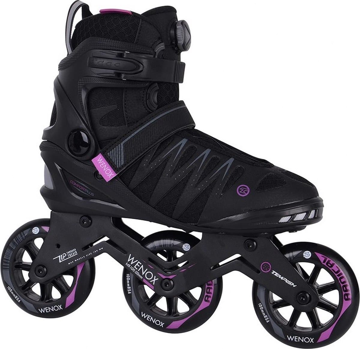 Tempish wenox top 100 dames skeelers - 4x100mm wielen - speed / fitness inline skates - zwart roze - maat 40