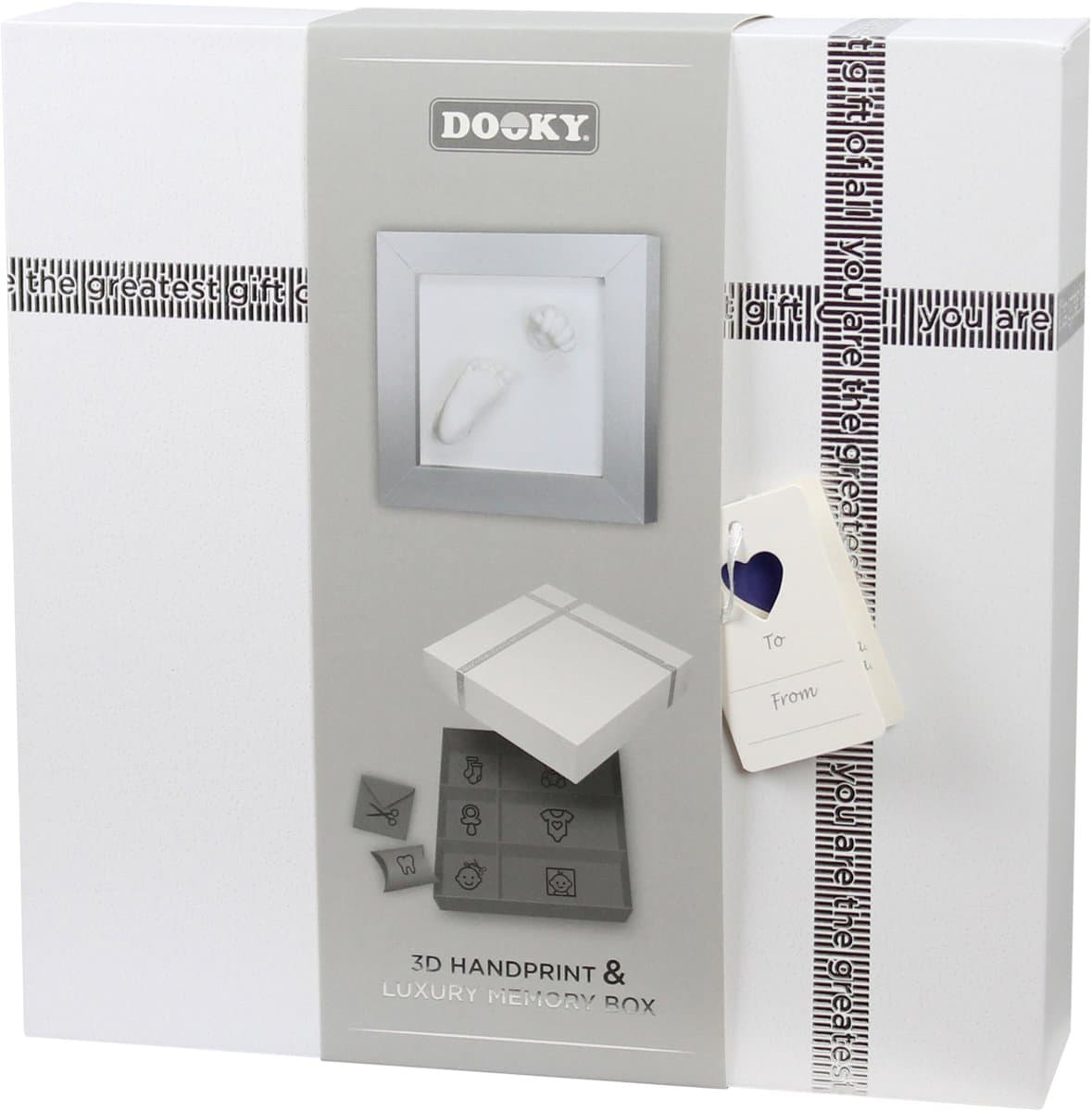 Dooky 3d baby hand- en voetafdruk lijst met memory box - foto en gips afdrukken - huidvriendelijk & eenvoudig te maken - kraam- of cadeau geschenk