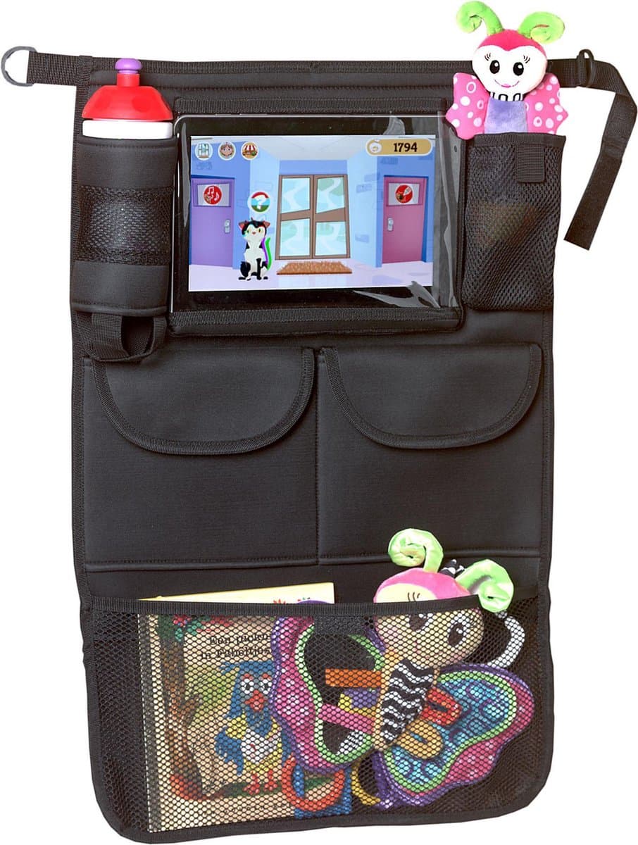 Yrda Love To Move Yrda autostoel organizer met tablet houder - universeel - opbergvakjes voor drinkbeker, speelgoed, boekjes - hoogwaardige kwaliteit
