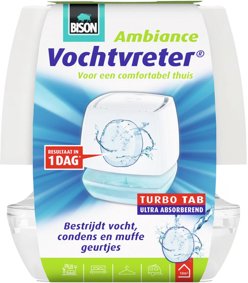 Bison vochtvreter® ambiance, luchtontvochtiger, bestrijdt vocht en schimmel in woonruimtes, uniek luchtcirculatiesysteem, 100 g, wit, ook geschikt
